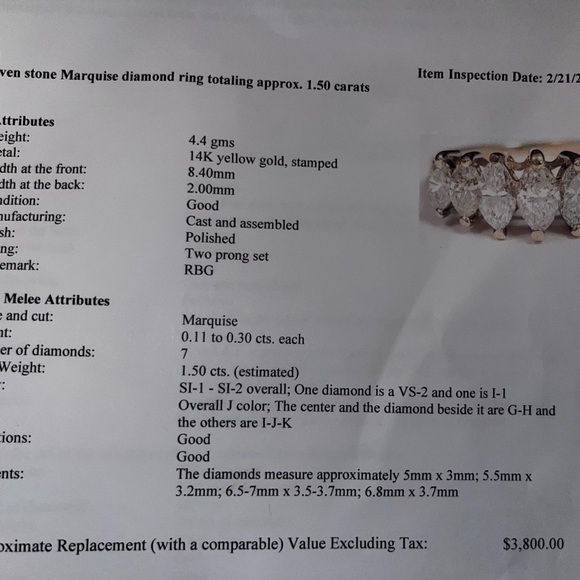 DIAMOND RING WITH PROFESSIONAL APPRAISAL - Picture 2 of 7